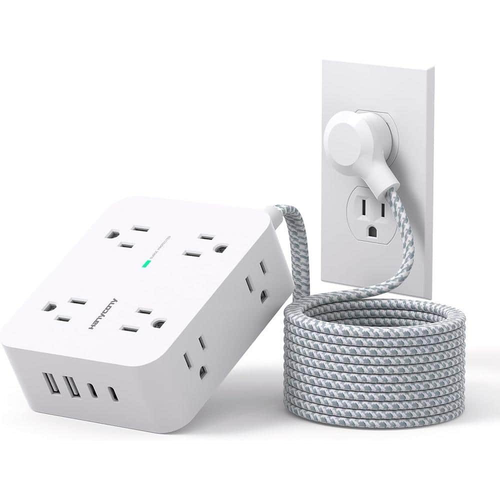 8-Outlet Power Strip Surge Protector with 4-USB (2-USB C) and 25 ft. Braided Extension Cord Flat Plug in White price history on PriceWatchPro