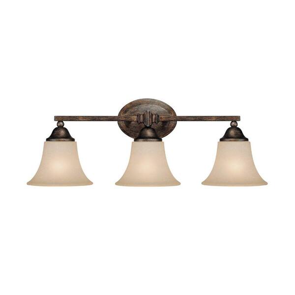 Filament Design Johnson Collection 3-Light Rustic Vanity Light with Mist Scavo Glass