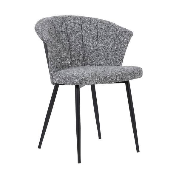 Armen Living Orchid Black Powder Coated with Grey Fabric and Black Brushed Wood Back Contemporary Dining Chair