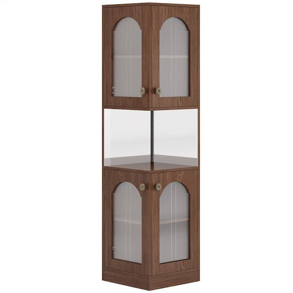 Nederland Brown 78.7 in. Corner Bar Cabinet Wine Cabinet