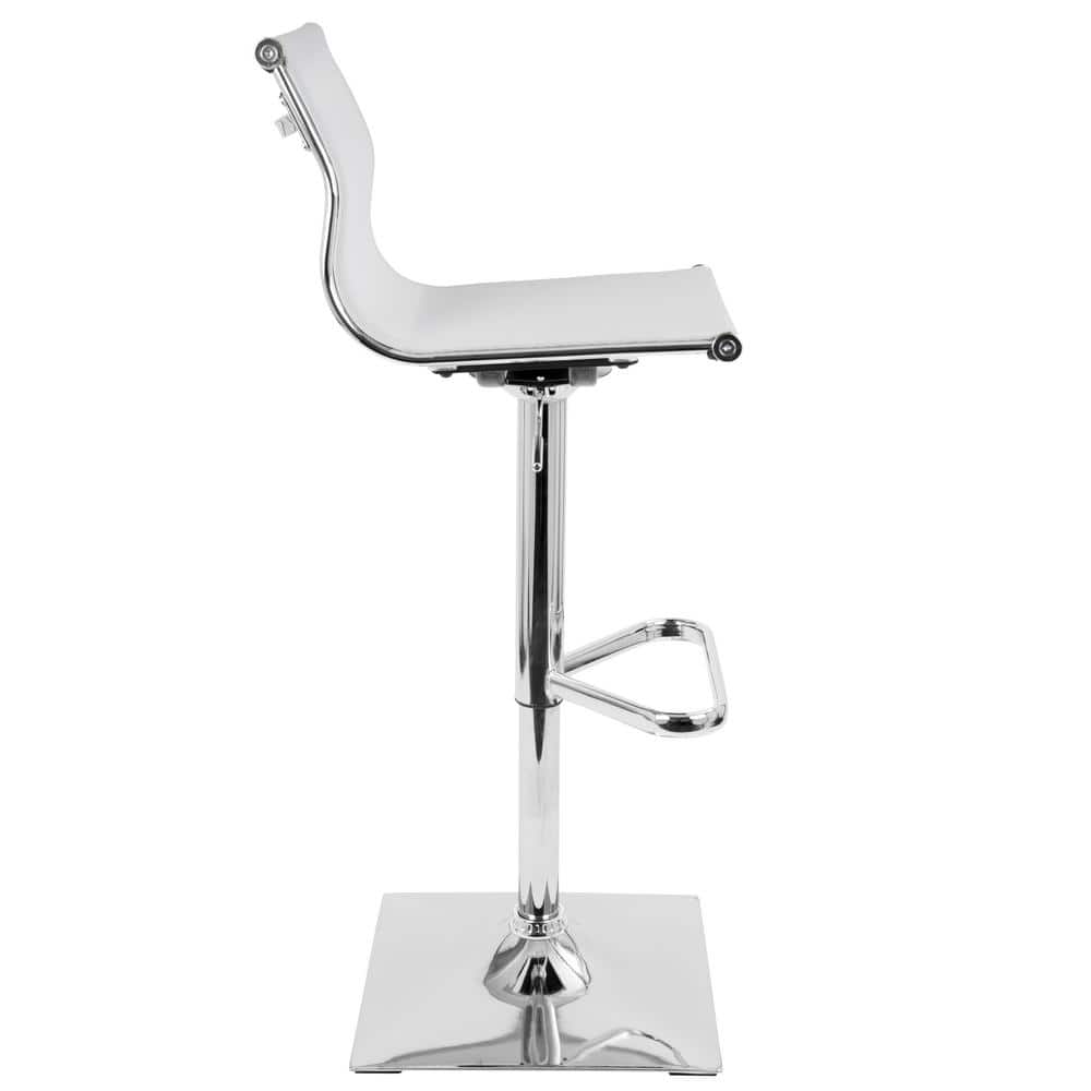 White Adjustable Metal Swivel Barstool with Mesh Backrest