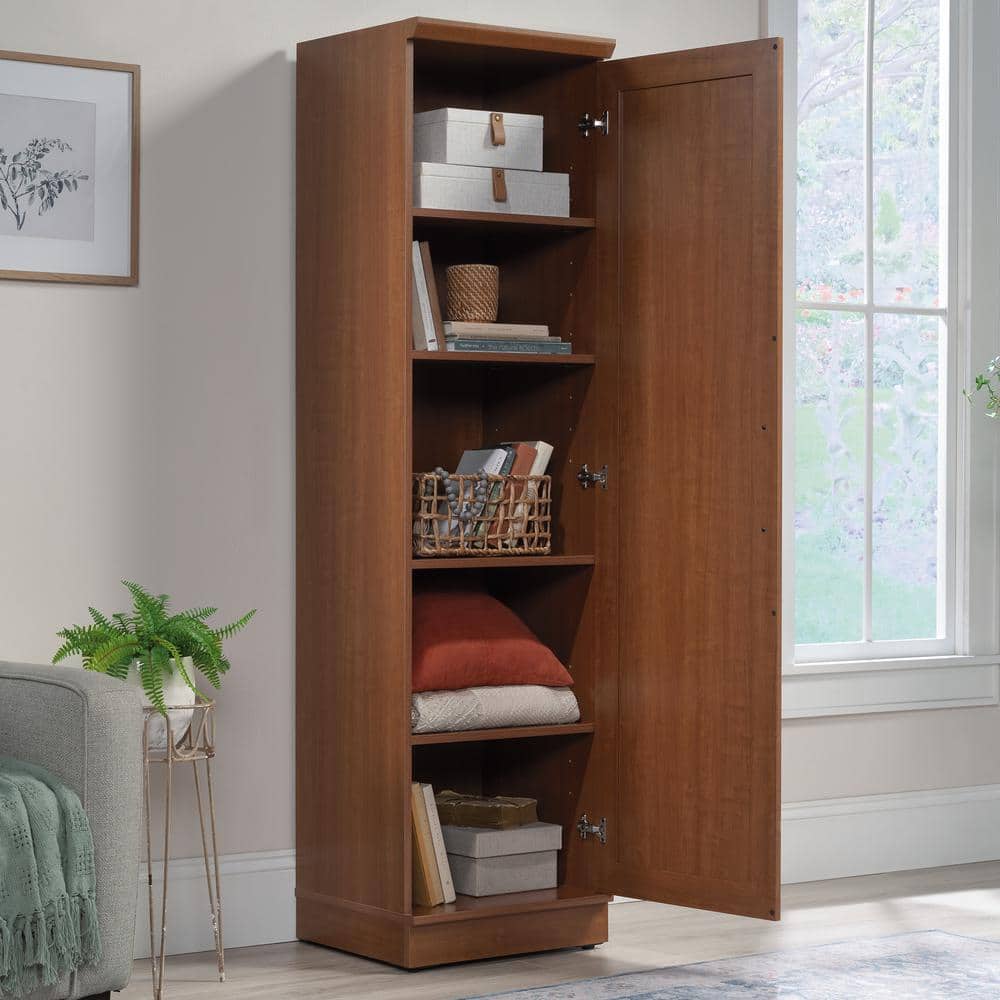 Sienna Oak Tall Single Door Pantry Cabinet with Adjustable Shelves