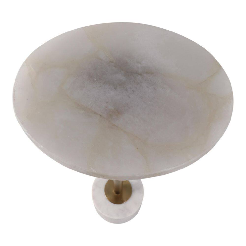 10 in. Pink Round Stone Top Quartz Iron Base End Table - thumbnail 6