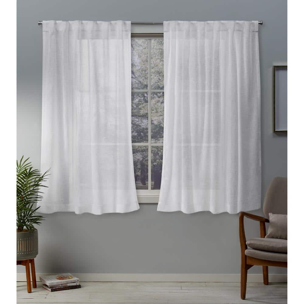 EXCLUSIVE HOME Belgian Winter White Solid Sheer Hidden Tab Rod Pocket   Winter White Exclusive Home Sheer Curtains Eh8321 04 2 63h 64 1000 