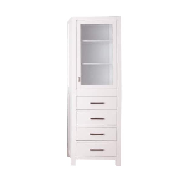 Modero 24 in. W x 20 in. D x 71.3 in. H White Freestanding Linen Cabinet