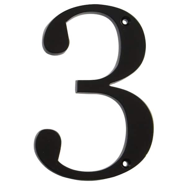 4 in. Black Flush Mount Metal House Number 3
