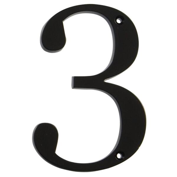 Everbilt 4 in. Black Flush Mount Metal House Number 3 30036