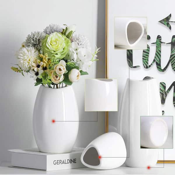 Afoxsos Ceramic Vase Set of 3 White Flower Vase for Home Decor