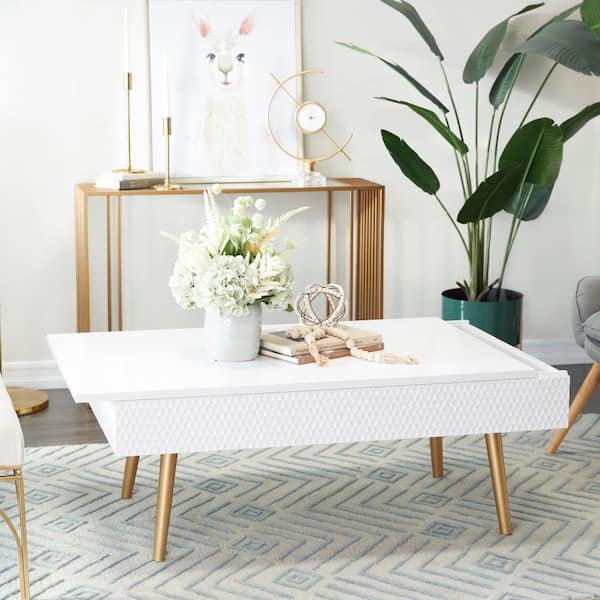 Litton Lane 19 In. White Wood Contemporary Coffee Table