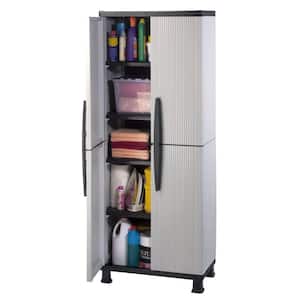 Plastic Freestanding Garage Storage Cabinet With Lockable Doors and Shelves in Gray (27 in. W x 68 in. H x 15 in. D)