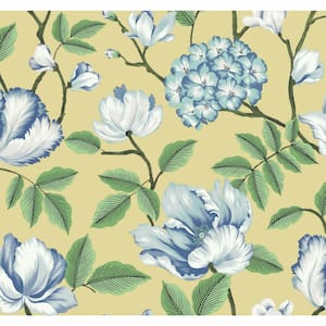 Yellow Chinoiserie Wallpaper with Flowers and Birds Customised   lifencolors