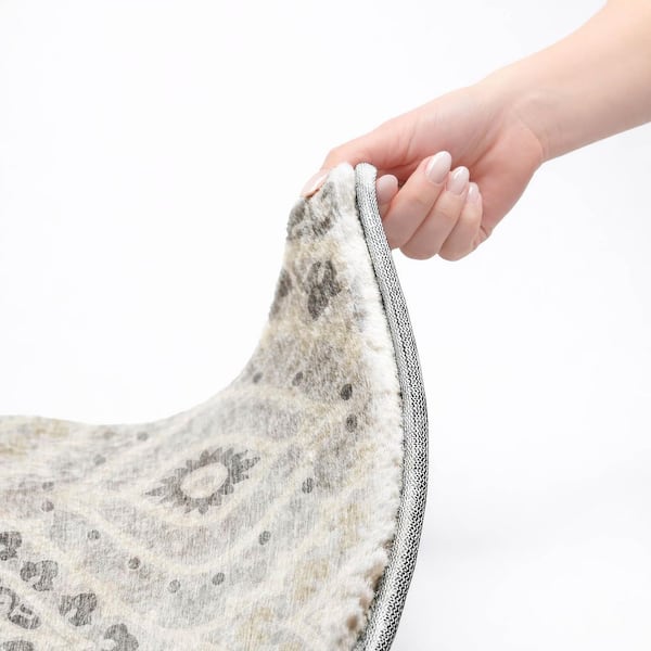 Dream Shag Premium Machine Washable Abstract ADS761 Silver 9 ft. x 12 ft. Area Rug