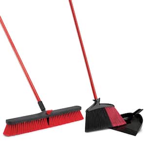 Heavy-Duty 14 in. Angle Broom, Dust Pan, and 24 in. Multi-Surface Push Broom Combo Kit (3-Count)
