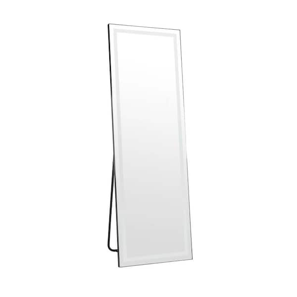Tatahance 21 in. W x 64 in. H Rectangle Black Aluminium Frame Full Length Floor Mirror with LED Light