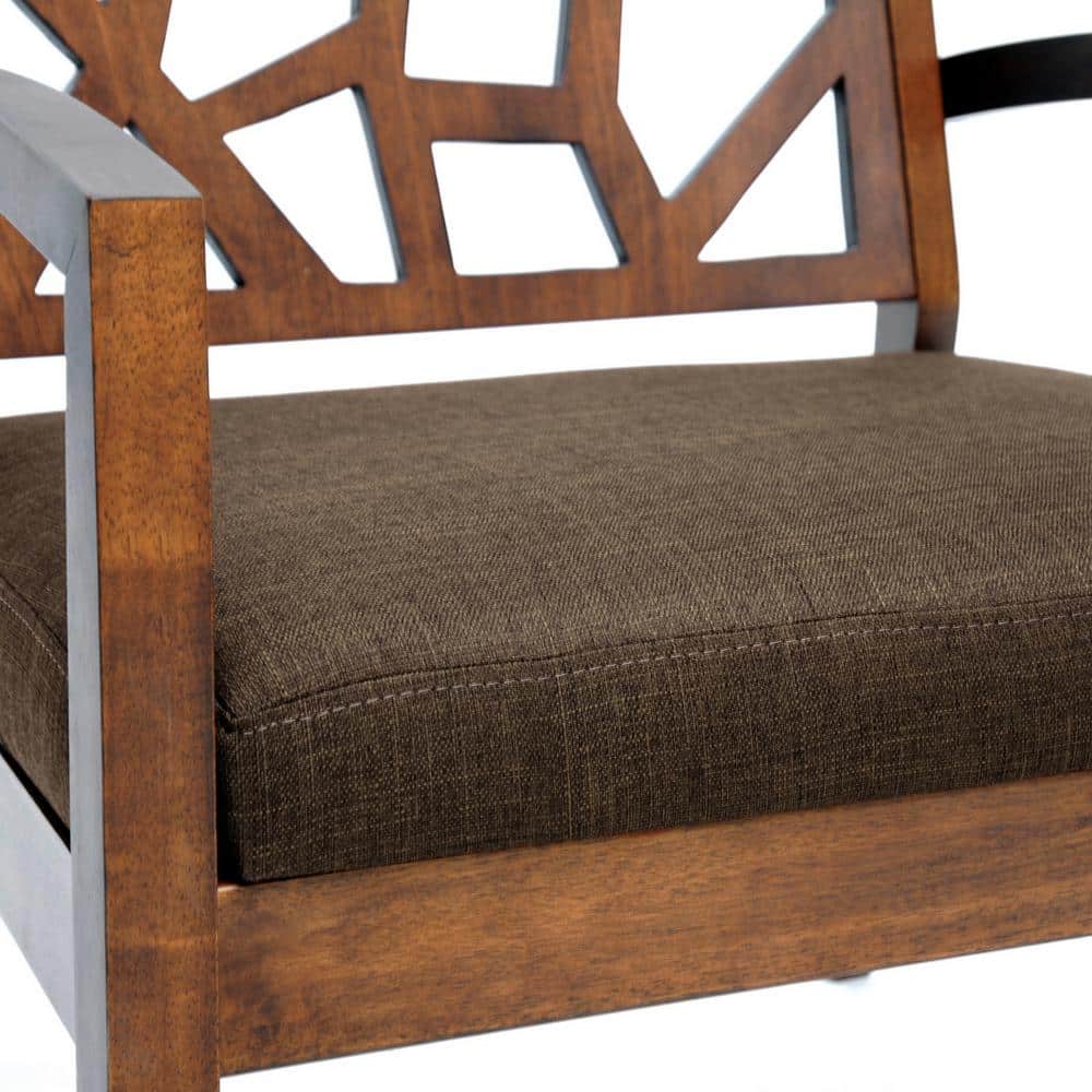 Danish Modern Dark Brown Microfiber Lounge Chair with Walnut Veneer