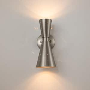 Tomas 5.51 in. W 2-Light Contemporary Cone Brushed Nickel Wall Sconce