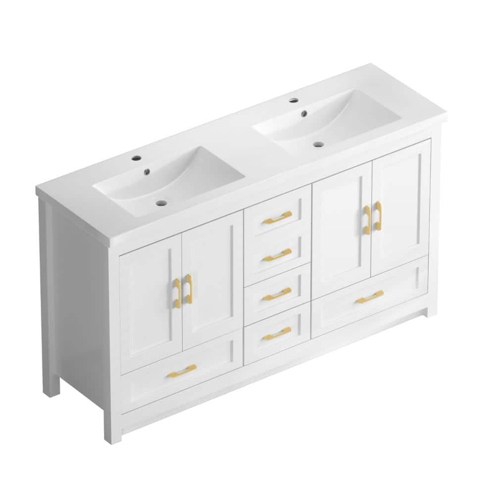 "60""white Bathroom Vanity. Abundant Storage Cabinet -4 Soft close doors and 5 drawers" price history on PriceWatchPro