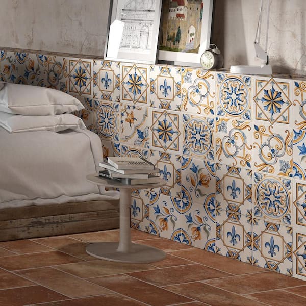 Toscana Giotto Decoro Mix 8 in. x 8 in. Porcelain Floor and Wall Tile (13.5 sq. ft. /Case)