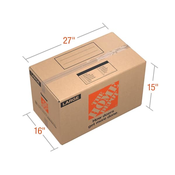 The Home Depot 27 in. L x 15 in. W x 16 in. D Large Moving Box with Handles  (20-Pack) LRGBOX20 - The Home Depot