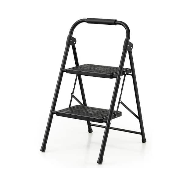FORCLOVER 2-Step 8 ft. Reach Metal Step Stool with Wide Anti-Slip Pedal