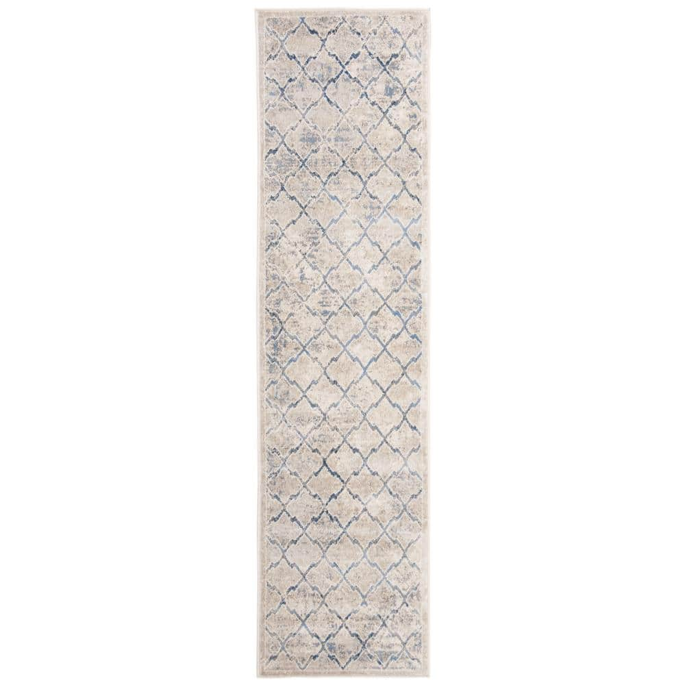 SAFAVIEH Brentwood Light Gray/Blue 2 ft. x 10 ft. Distressed Border ...