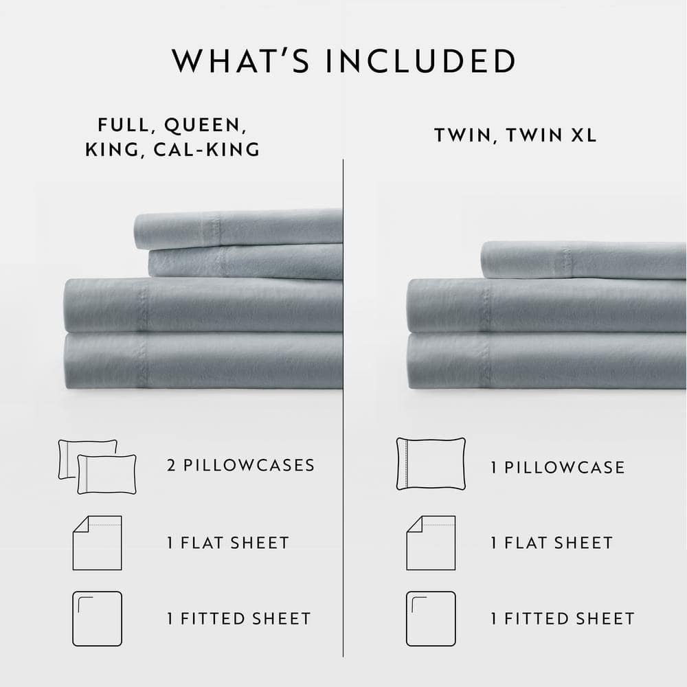 Twin Blue Solid Cotton Pillow Cover Set of Three