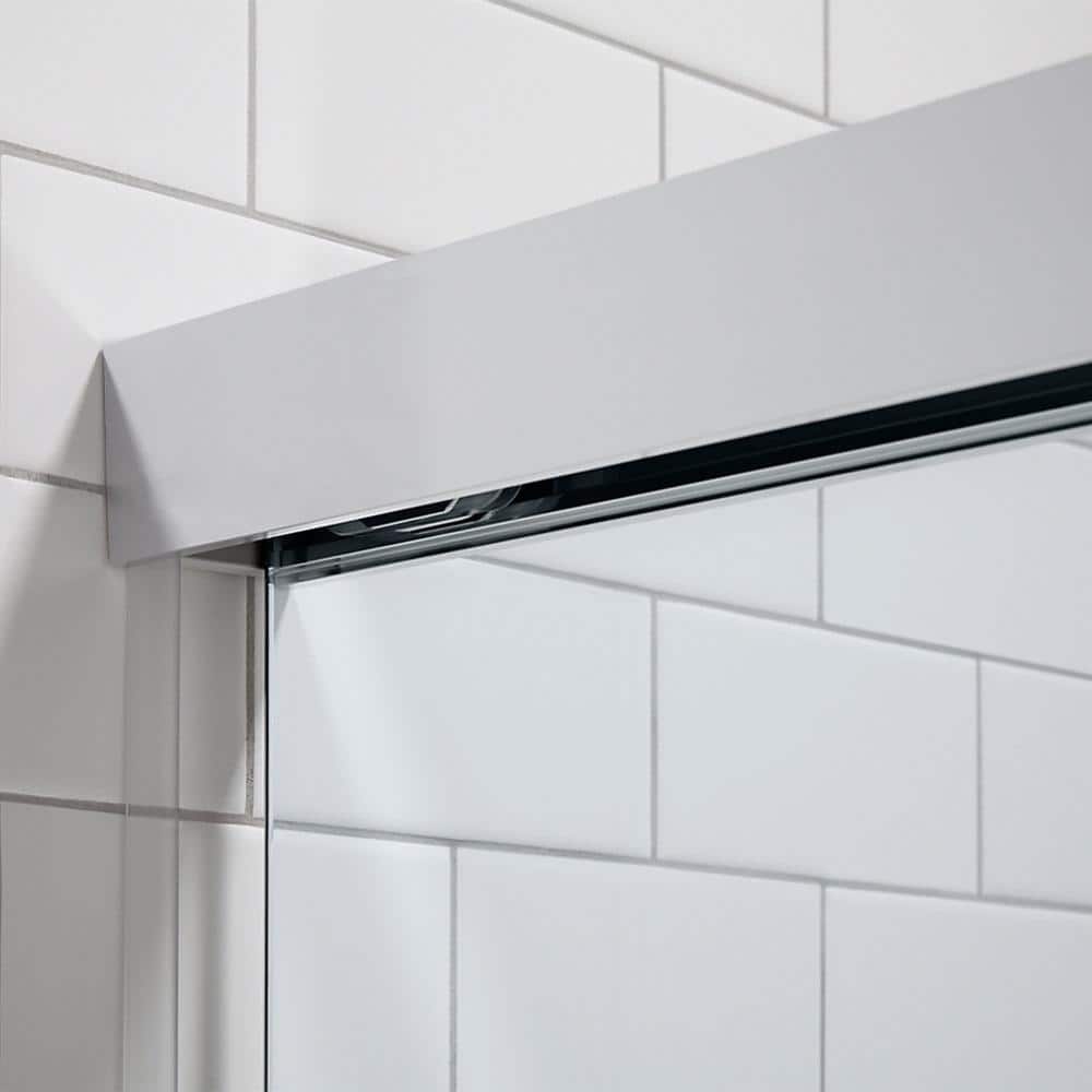 Bright Polished Silver Frameless Sliding Shower Door with Crystal Clear Glass