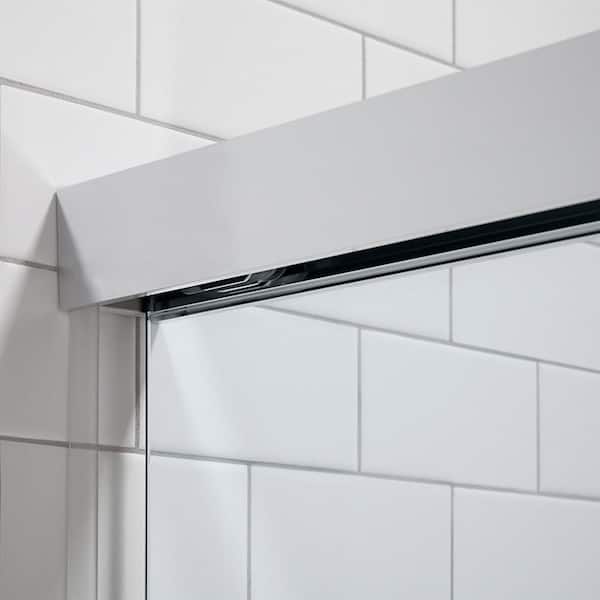 KOHLER Revel 59.625 in. W x 76 in. H Sliding Frameless Shower Door in Anodized Dark Bronze with Crystal Clear Glass
