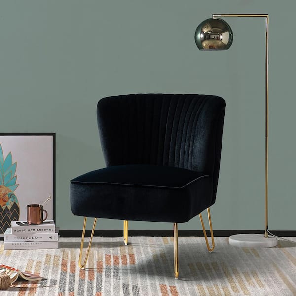Alonzo Black Side Chair with Tufted Back