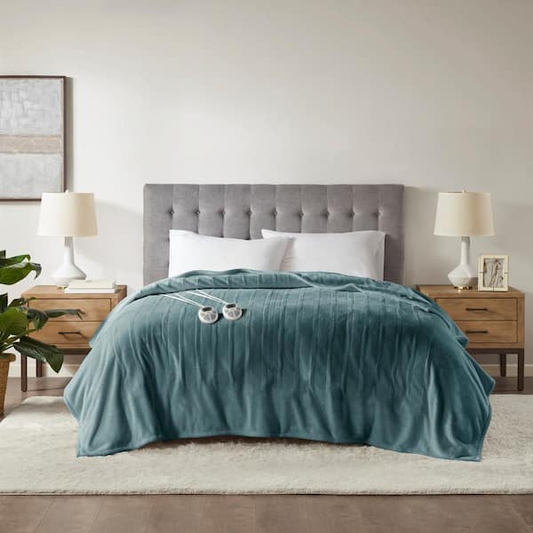 Serta Plush Teal Plush King Electric Blanket