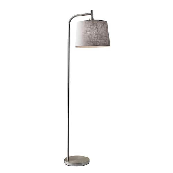 Adesso Blake 58 in. Brushed Steel Metal Floor Lamp