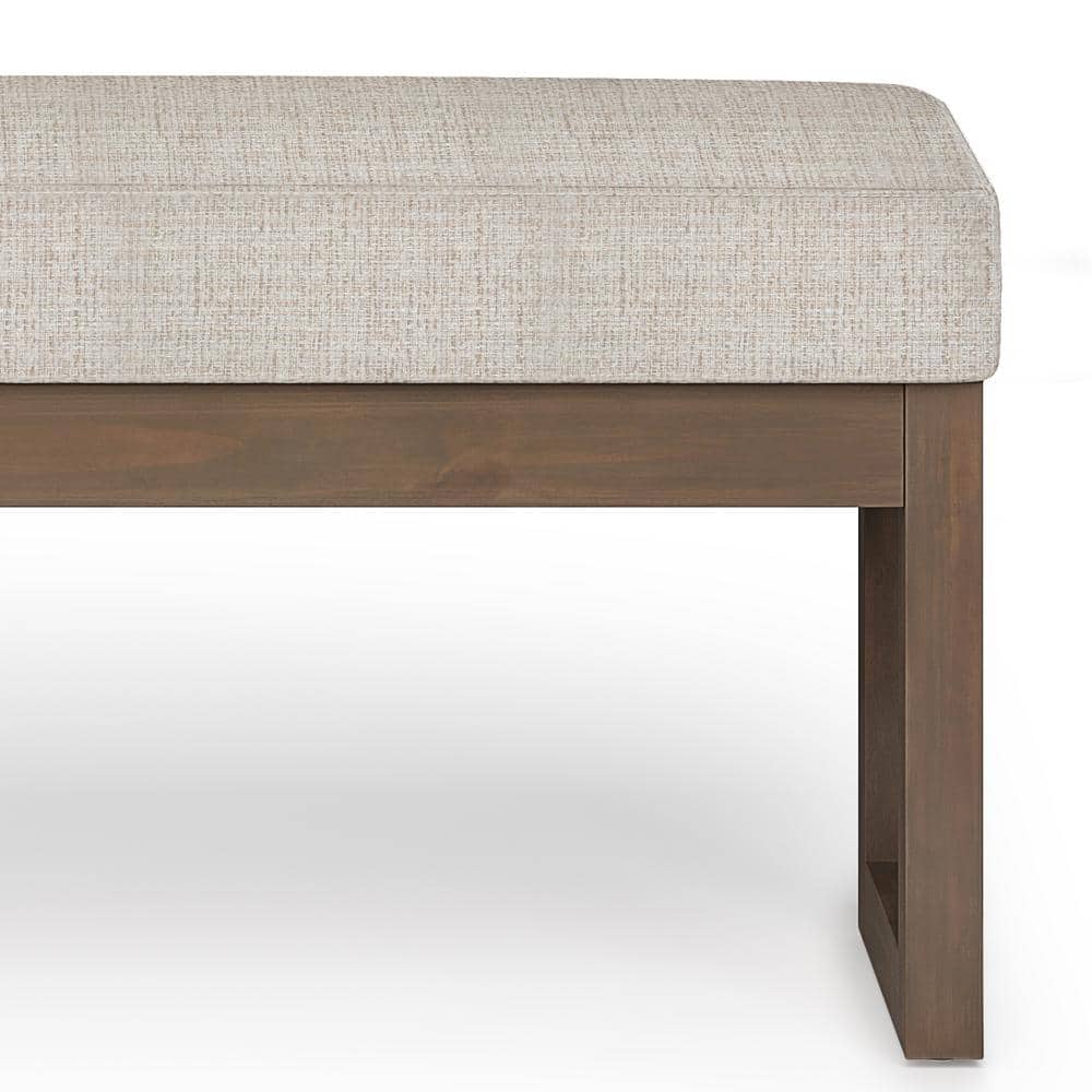 Platinum Tweed Fabric Large Footstool with Driftwood Base