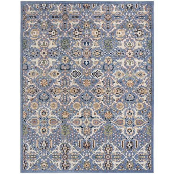 Nourison Allur Light Blue 9 ft. x 12 ft. Abstract Medallion Transitional Area Rug