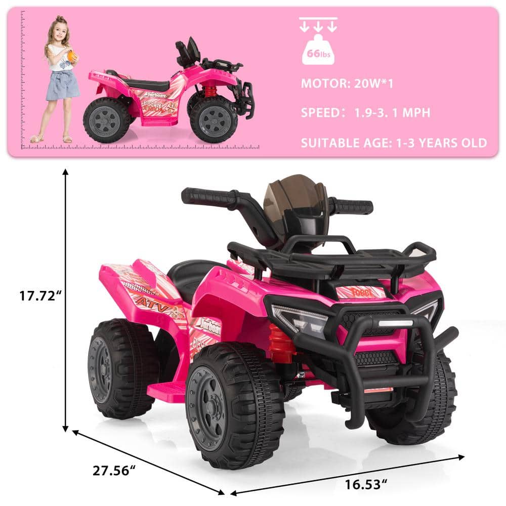 6V Pink All-Terrain Kids Quad with Music and Horn