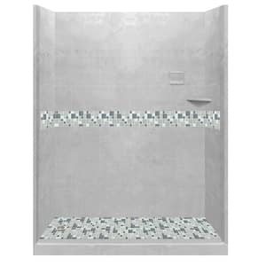Newport 60 in. L x 32 in. W x 80 in. H Left Drain Alcove Shower Kit with Shower Wall and Shower Pan in Portland Cement