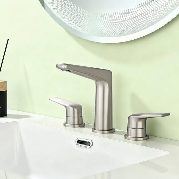 Deck Mount Double Handle Bathroom Sink Faucet, 8 in. Widespread 3