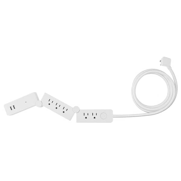 Globe Electric Designer Series 6 ft. 5-Outlet White Flexible USB Surge Protector Power Strip