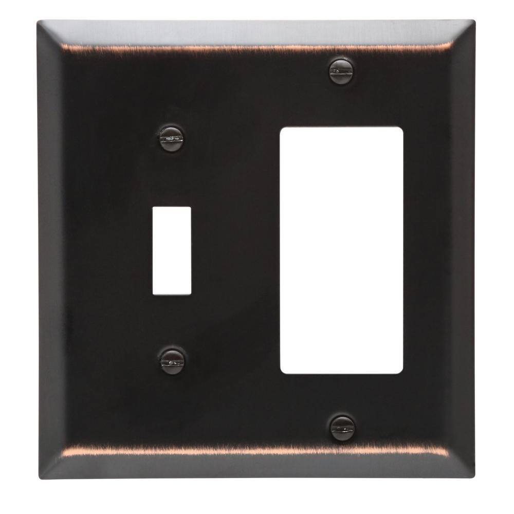 Aged Bronze 2 Gang Steel Rocker/Toggle Wall Plate