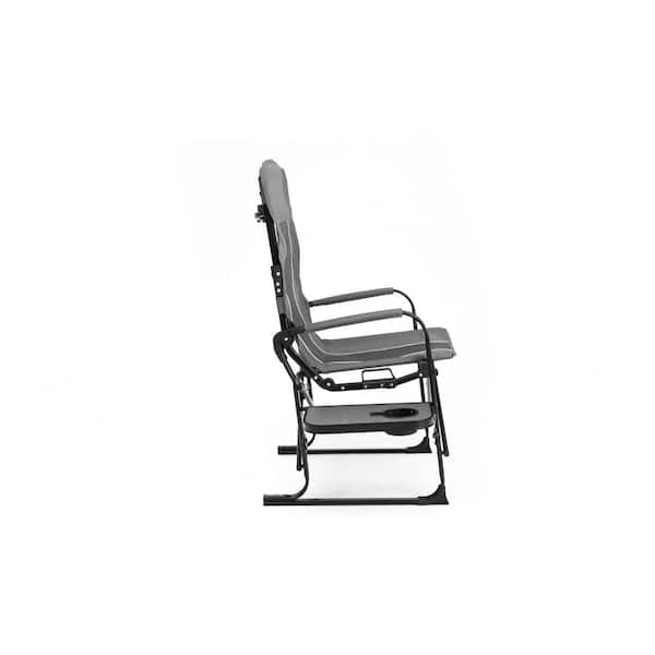Camping Directors Chair, Heavy Duty, Oversized Portable Folding Chair with Side Table, Color Gray