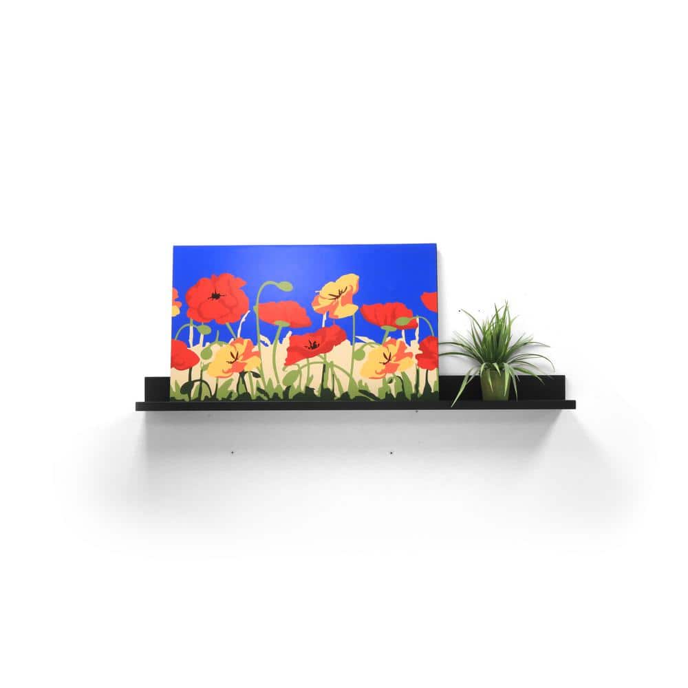 Black MDF 50" Floating Picture Ledge Wall Shelf