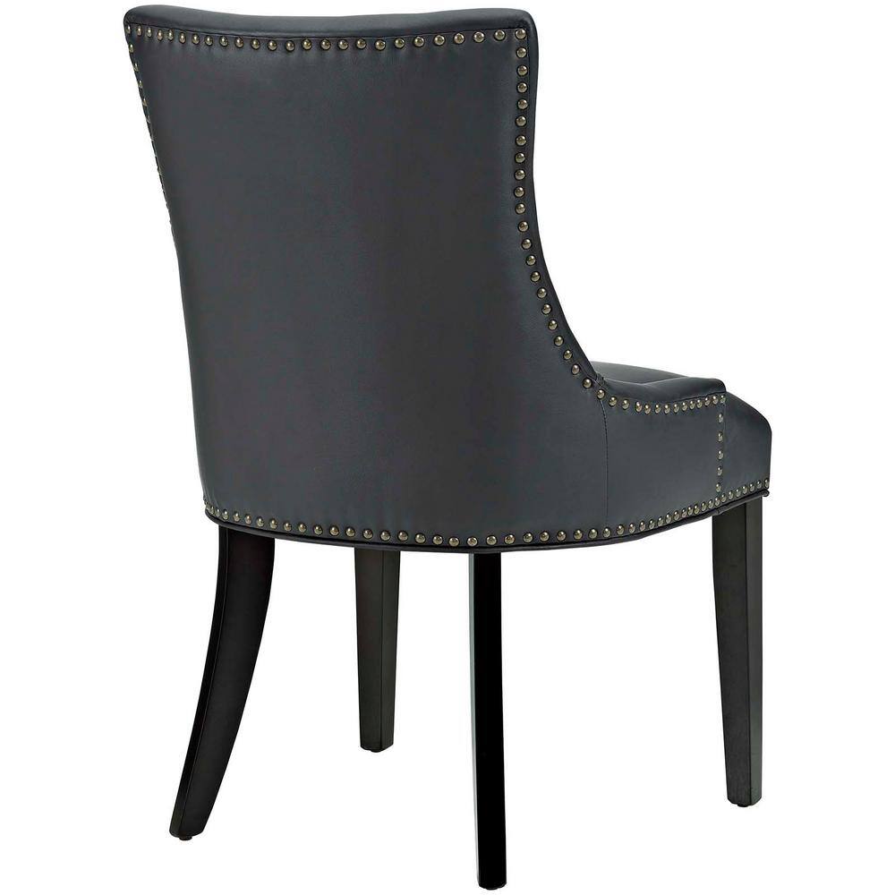 High Back Black Leather Upholstered Parsons Side Chair