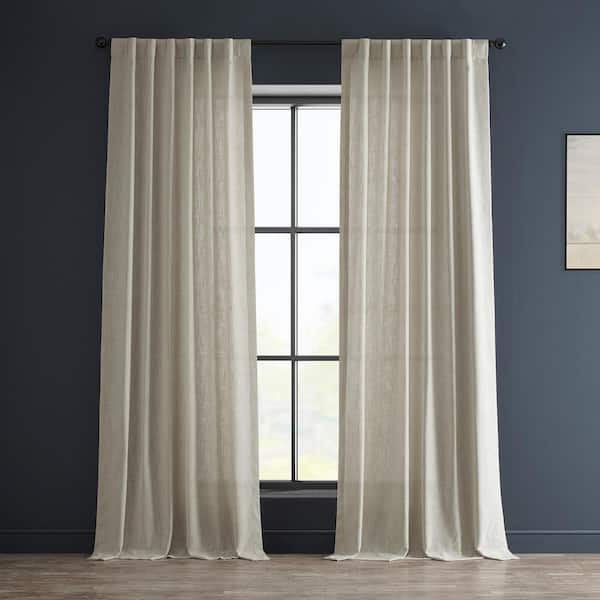Exclusive Fabrics & Furnishings Malted Cream Beige Heavy Faux Linen Light Filtering Curtain - 50 in. W x 108 in. L (1 Panel)