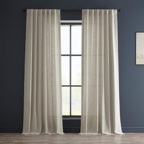 Exclusive Fabrics & Furnishings Malted Cream Beige Heavy Faux Linen Light Filtering Curtain - 50 in. W x 96 in. L (1 Panel)