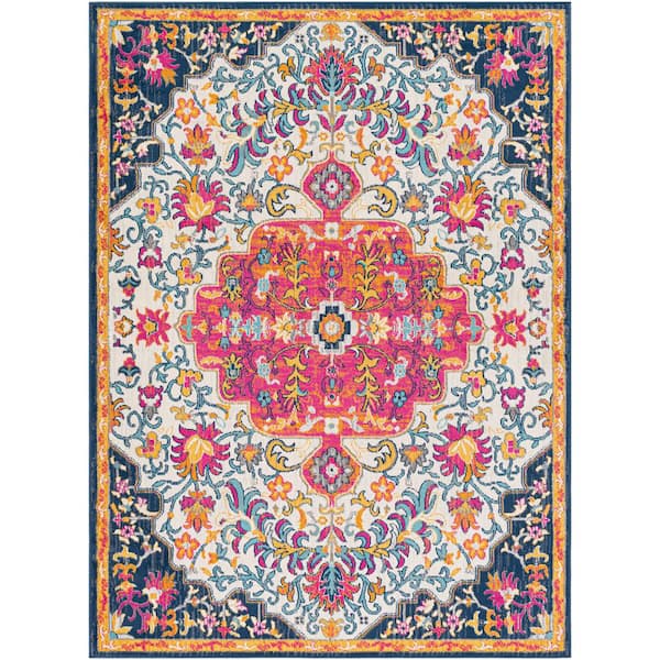 Livabliss Renee Pink 5 ft. 3 in. x 7 ft. 1 in. Medallion Area Rug