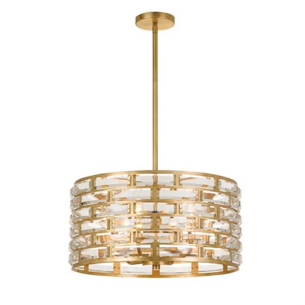 Meridian 6-Light Antique Gold Drum Chandelier