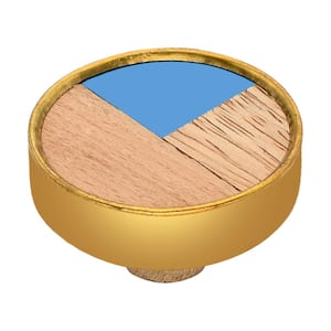 Athena 1-3/5 in. Wood and Azure Cabinet Knob