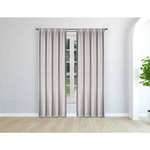 Solid Silver Polyester Room Darkening Pole Top Window Curtain 38 in. W x 96 in. L (2-Pack)