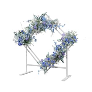 81.9 in. x 57.1 in. Diamond Shape White Metal Square Frame Backdrop Stand Arbor Outdoor for Wedding Party Garden Decor