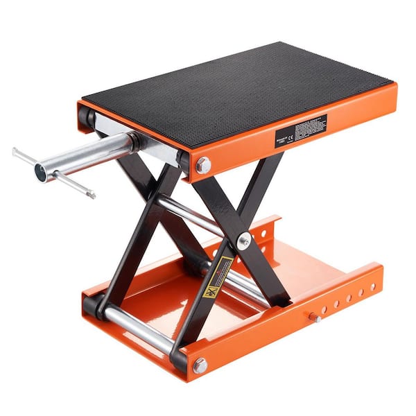 SKYSHALO Motorcycle Lift 1100 lbs. Motorcycle Scissor Lift Jack with Wide Deck and Safety Pin 3.7 in.-13.8 in. Hoist Crank Stand