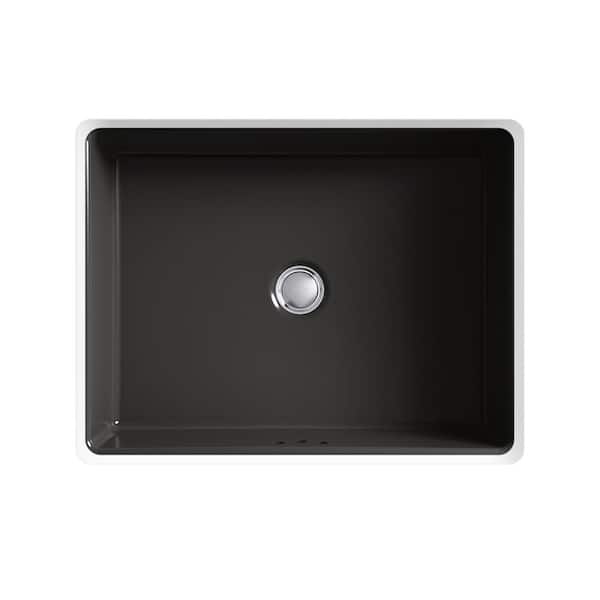 Cursiva 20 in . Rectangular Vitreous China Undermount Bathroom Sink in Black